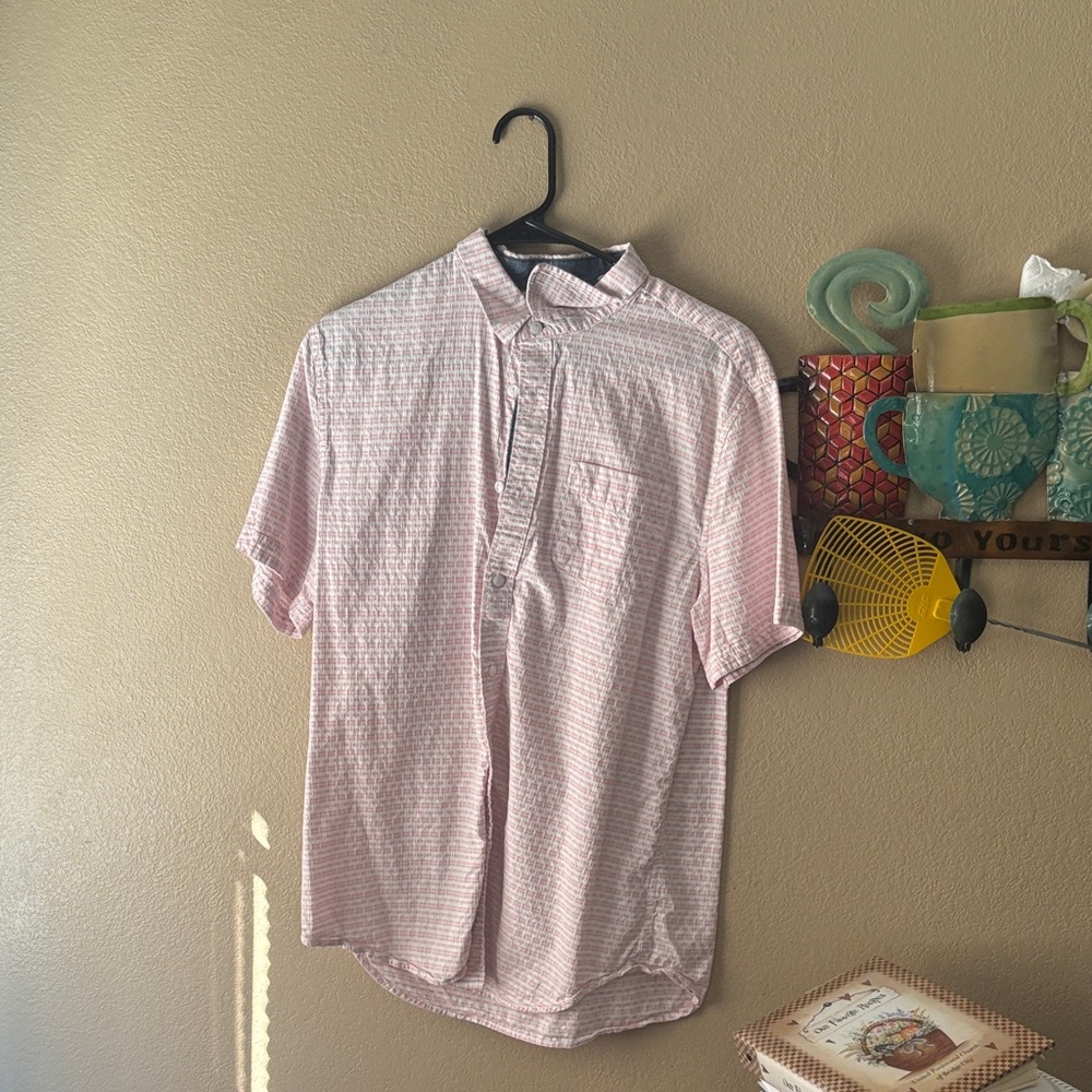 Casual Pink Button Down Shirt for Men